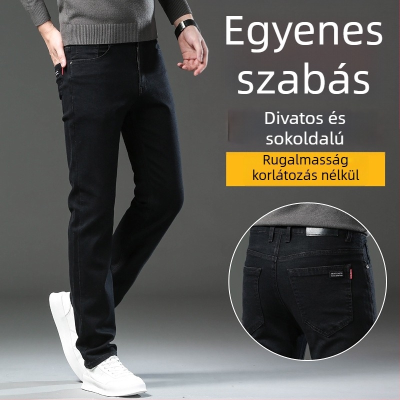 Férfi fekete farmernadrág lazán szabott, egyenes szárú, ősz 2025