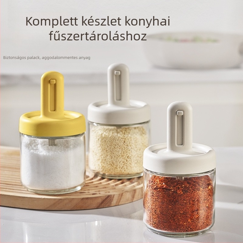 Konyhai fűszertároló készlet: fűszertartók, tároló doboz, adagoló üvegek, olajtartó, sótartó