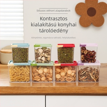 Konyhai zárható tároló, élelmiszer-minőségű műanyag, négyszögletes forma, 301–500 ml, tészta és gabonafélék tárolására