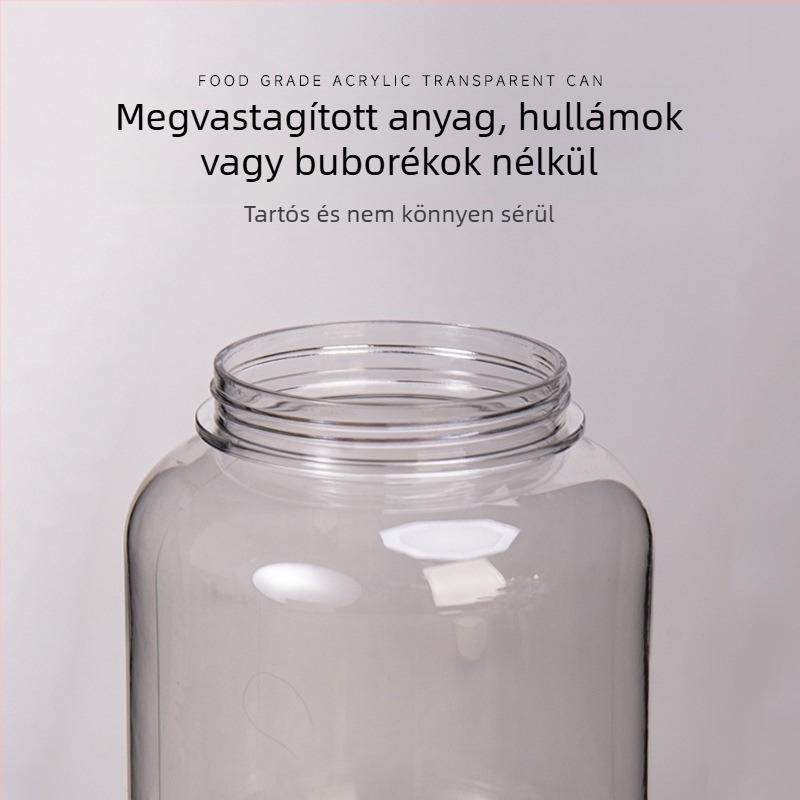 Akril műanyag teás tároló, élelmiszer-minőség, átlátszó, zárható, vastag falú