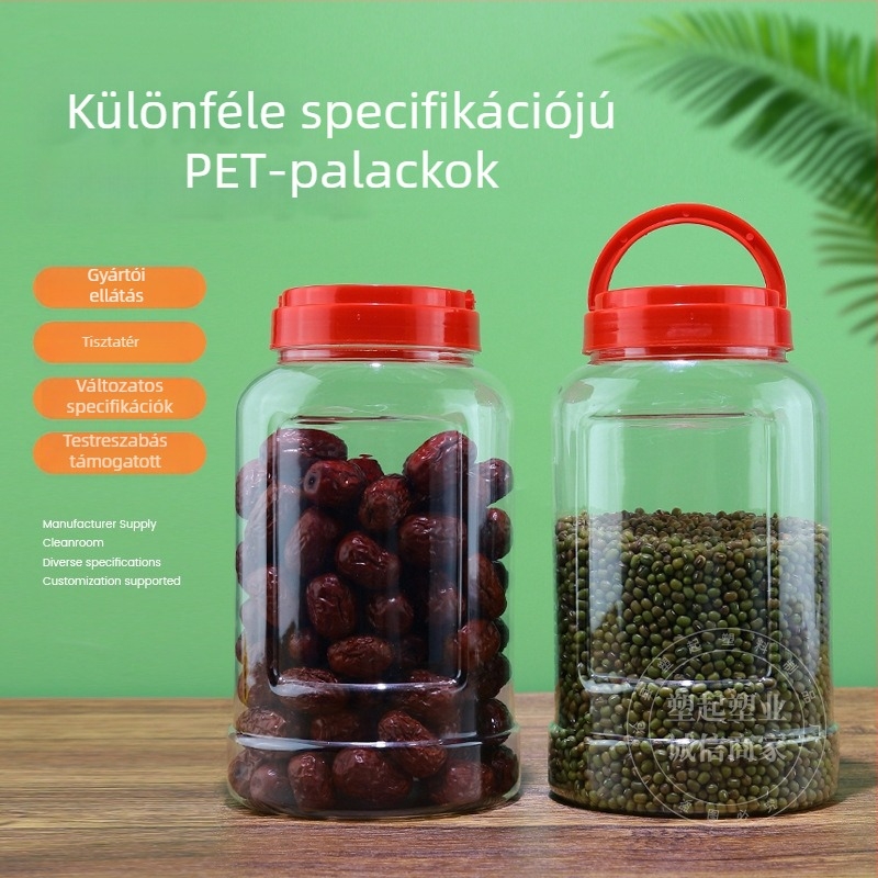 Egyedi zárható tárolóedény, élelmiszer-minőségű műanyag, nagy kapacitású konyhai tartály gabonákhoz és diófélékhez, átlátszó