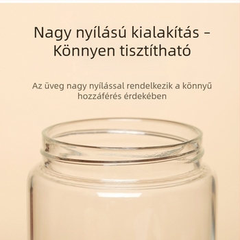 Konyhai átlátszó üvegtároló edény csavaros fedéllel, gabonák, virágtea és kávé tárolására.