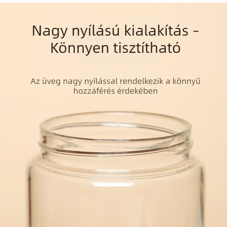Konyhai átlátszó üvegtároló edény csavaros fedéllel, gabonák, virágtea és kávé tárolására.