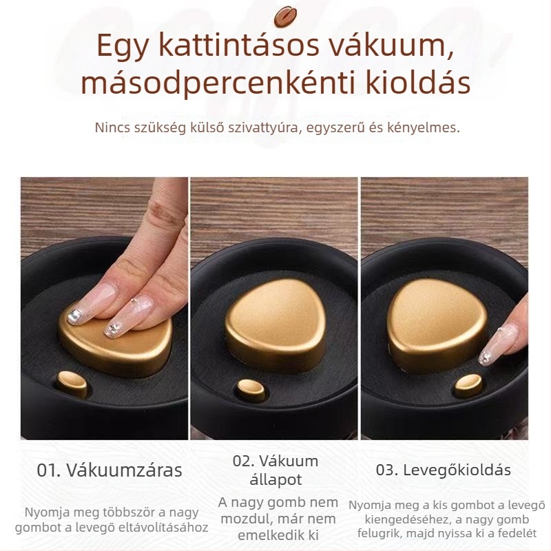 Üvegből készült tároló kávébabokhoz — nedvességálló, vákuumzáras, átlátszó tea- és kávétároló