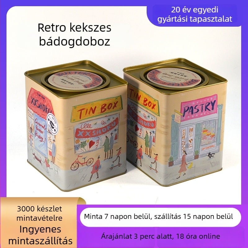 Kerek ónlemez edény élelmiszer-csomagoláshoz, édességek és diófélék számára