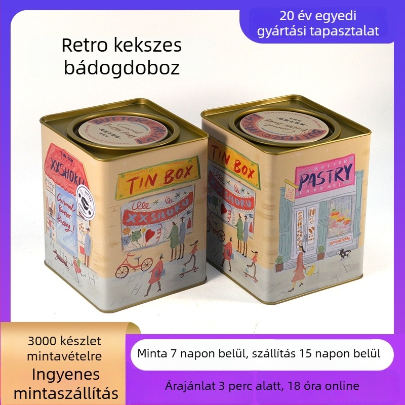 Kerek ónlemez edény élelmiszer-csomagoláshoz, édességek és diófélék számára