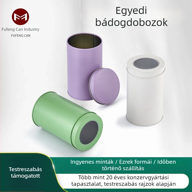 Kerek fémdoboz kekszhez, teához és édességekhez – UV nyomtatás, ajándék fémdoboz