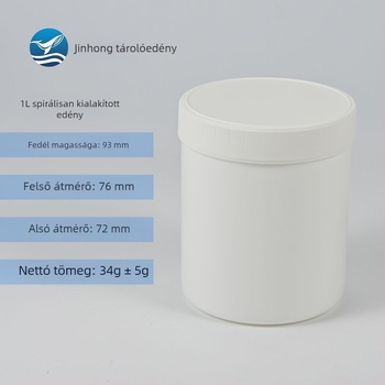 1 literes spirálüveg belső kupakkal, HDPE műanyagból, széles szájú zárt tároló