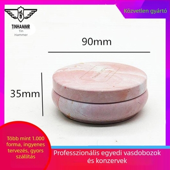 Ónlemezből készült kerek fémdoboz illatos gyertyákhoz, teához és édességekhez