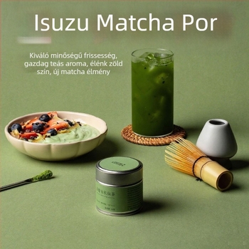 Matcha por doboz, kör alakú fémdoboz, nedvességálló, élelmiszer-minőségű, zárt
