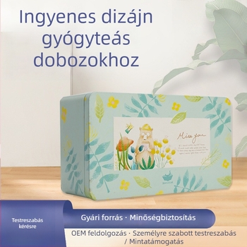 Négyzet alakú fémdoboz gyógynövény-teához és élelmiszerek tárolásához, zárható és testre szabható
