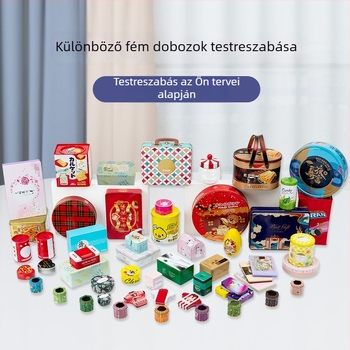Négyzet alakú fémdoboz gyógynövény-teához és élelmiszerek tárolásához, zárható és testre szabható