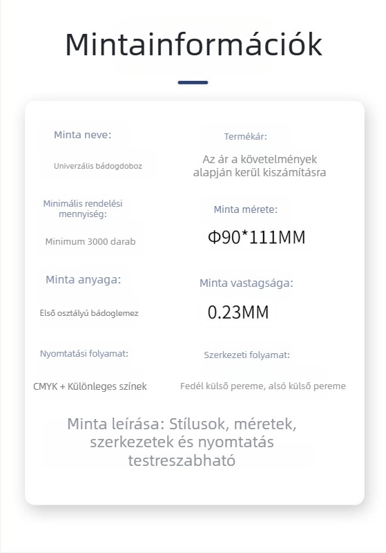Személyre szabott kör alakú fémdoboz fedéllel, üres doboz általános csomagoláshoz