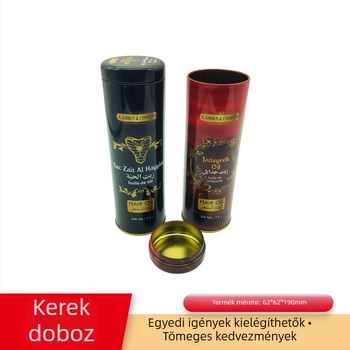 Kerek tinplate doboz UV nyomtatással – 62x62x190 mm, teához, cukorkához és élelmiszerekhez, ajándékcsomagolás, testre szabható