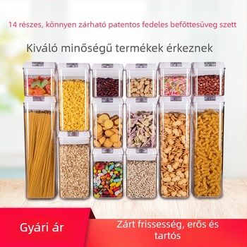 Műanyag élelmiszer-tároló, zárható, konyhai, nedvességálló, négyzet alakú, 1–2 L, dió és aszalt gyümölcsök tárolására