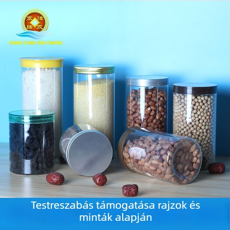 PET műanyag tea tároló palack csavaros kupakkal, átmérő 8,5 cm