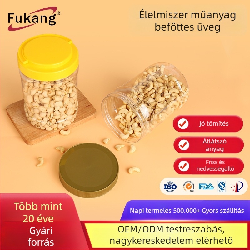 Átlátszó PET kerek élelmiszer-tároló üveg csavaros kupakkal, 1800 ml
