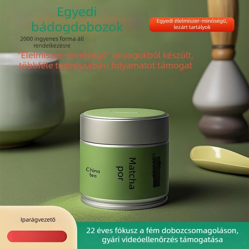 50 g matcha por zárt spirál-szájú fémdoboz teához és kávéhoz