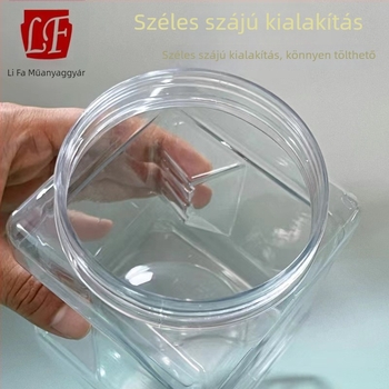 Négyzet alakú műanyag tároló édességek és diófélék számára, 900 g, élelmiszer-csomagoláshoz, kekszekhez