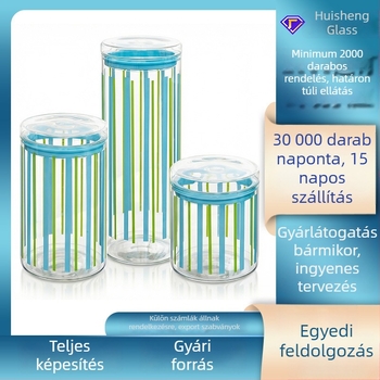 Egyedi üveges tárolók otthonra, ideális gabonák és diófélék tárolására, élelmiszer-biztonságú, magas boroszilikát üveg, hermetikus zárófedél