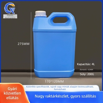 4L zárt műanyag tartály kémiai csomagoláshoz, vastagított, lapos négyzet alakú fehér tartály folyadékszint jelzővel