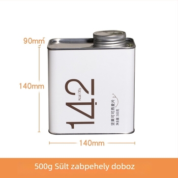 Élelmiszer-minőségű ónlemez doboz, négyszögletes, 1500 ml, zárható; ideális teához, kávébabokhoz, állateledelhez és gabonafélékhez; négyszínű nyomtatás testreszabható