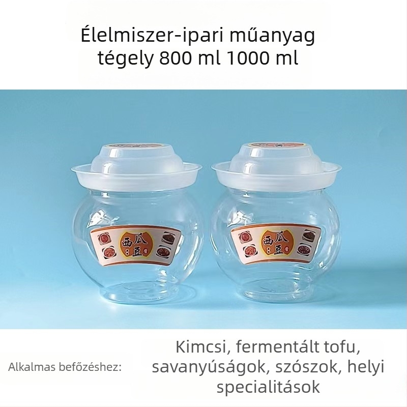 800 ml műanyag üveg fokhagymának, dinnyelé lekvárhoz és savanyúsághoz — lezárt műanyag fedéllel