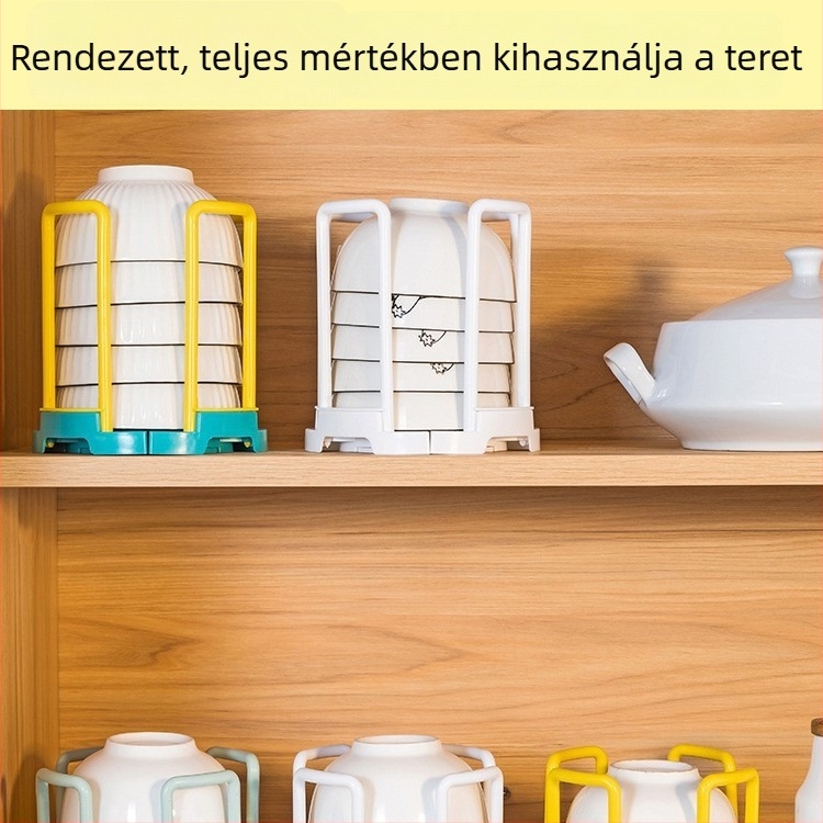 Konyhai kihúzható edénytartó, asztali szárítópolc tányérokhoz, tálakhoz és rizses tálakhoz