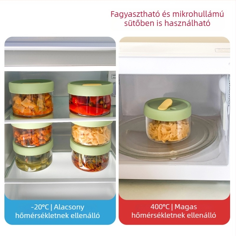 Személyre szabott magas bóroszilíkat üveg edény, zárófedéllel, élelmiszer-minőségű, kis tároló savanyúságra és ebédre