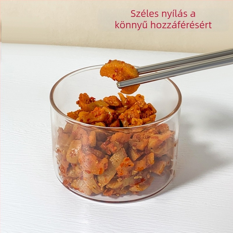 Személyre szabott magas bóroszilíkat üveg edény, zárófedéllel, élelmiszer-minőségű, kis tároló savanyúságra és ebédre