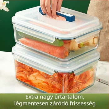 Fedeles üveg tároló savanyúságokhoz, élelmiszer-minőségű, hűtőbe tehető, 300 ml kapacitás