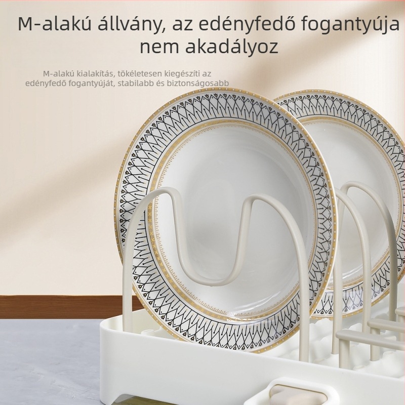 Kétrekeszes edényállvány a konyhához, levehető szárító rész, műanyag lefolyóállvány, nordic stílus