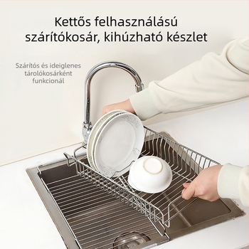 Konyhai eresztőállvány rozsdamentes acélból, kihúzható, gyümölcsök, zöldségek, edények és evőeszközök tárolására