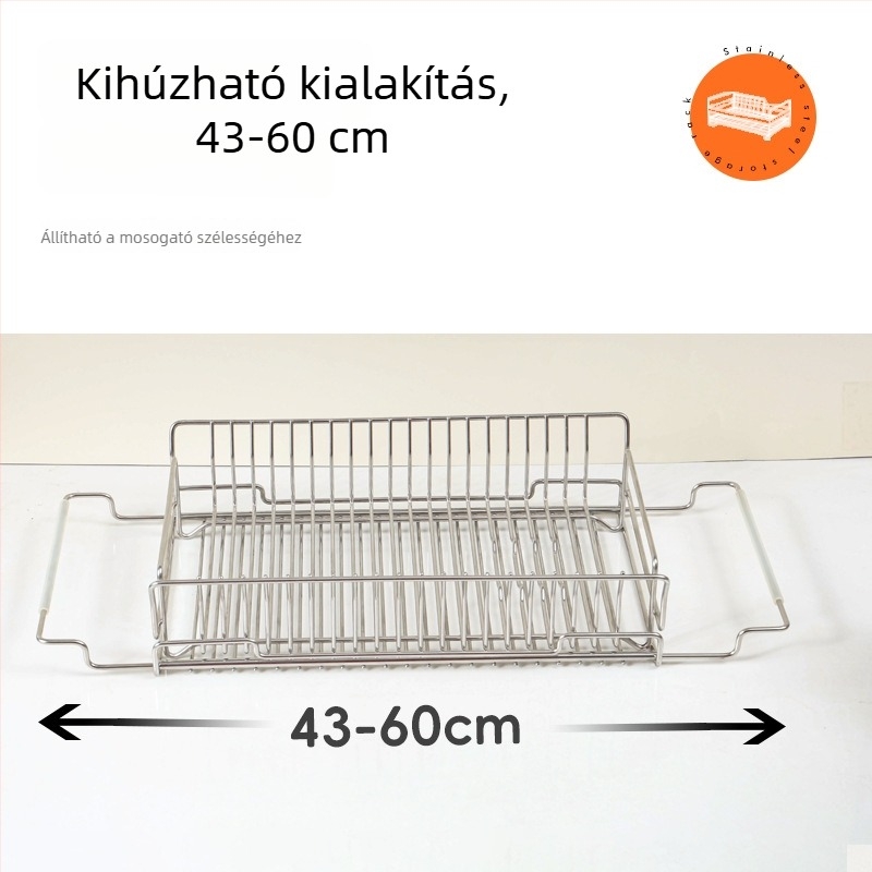 Konyhai eresztőállvány rozsdamentes acélból, kihúzható, gyümölcsök, zöldségek, edények és evőeszközök tárolására