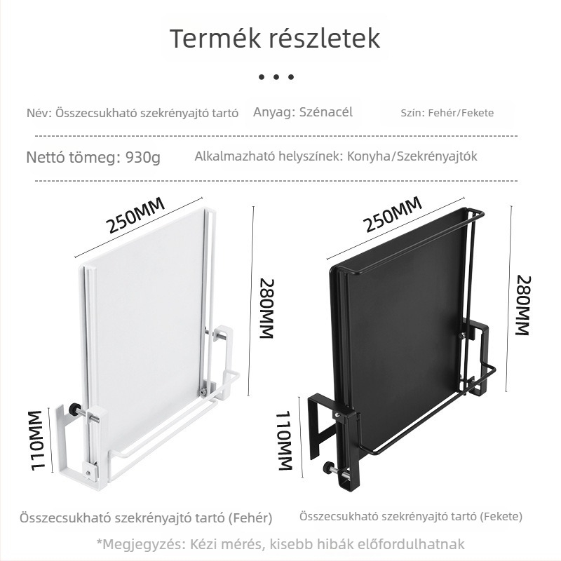 Összecsukható szekrényajtó kinyúló asztallappal és függő polccal a konyhához, többfunkciós segédpult