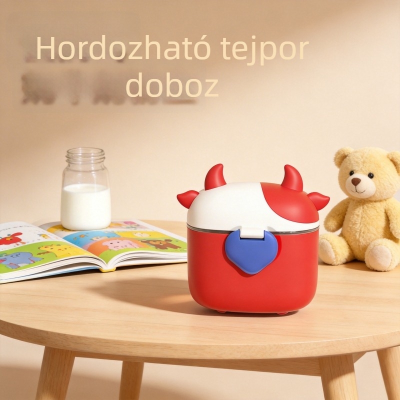Hordozható, nagy kapacitású bébi tejpor tároló doboz, zárt nedvességálló rekeszekkel utazásokhoz.
