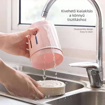Fedővel ellátott pálcátartó, átlátszó műanyagból, háztartási és éttermi használatra, vízelvezetés és penészmentes