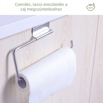 Rozsdamentes acél konyhai papírtörlő és tekercs tartó, fóliatároló állvány, WC-papír akasztó, rongy tartó — fúrás nélküli, modern minimál stílus