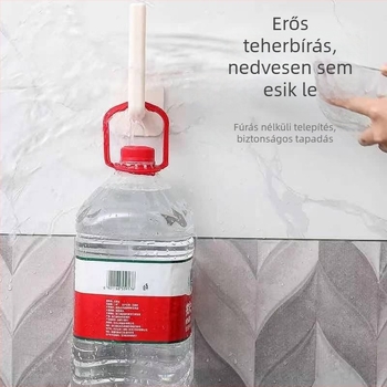Nagy L-alakú falra szerelhető fogas, többfunkciós, fúrás nélküli, konyha- és fürdőszobai használatra, fedőknek, bögréknek és papírt tekercseknek