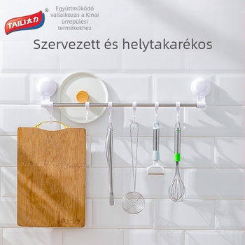 6 darabos szívócsatos kampó konyhába és fürdőszobába, fúrás nélkül, ABS anyag, modern minimalista stílus