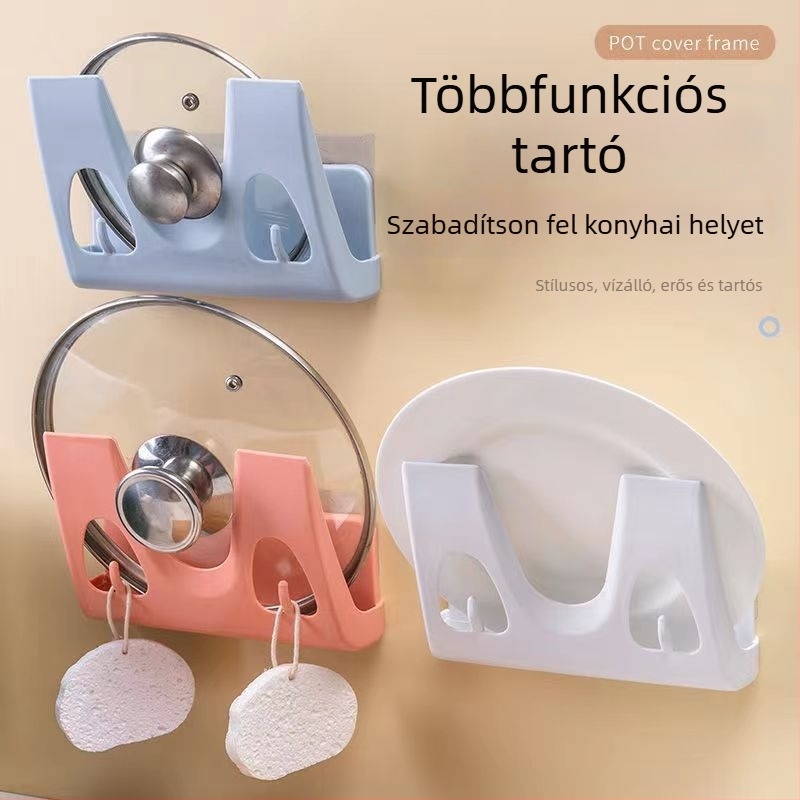 Fali akasztós tároló fedőkhöz és vágódeszkákhoz, fúrás nélkül