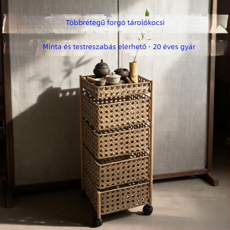 Négy szintes forgó konyhai kocsi tárolóval, szabadon álló, modern minimál dizájn