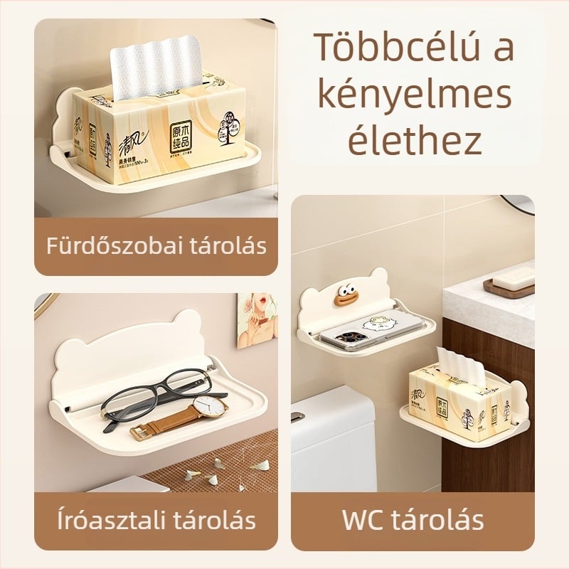Összecsukható falra szerelhető tároló, telefontartóval, fürdőszobába, WC-be és kollégiumba