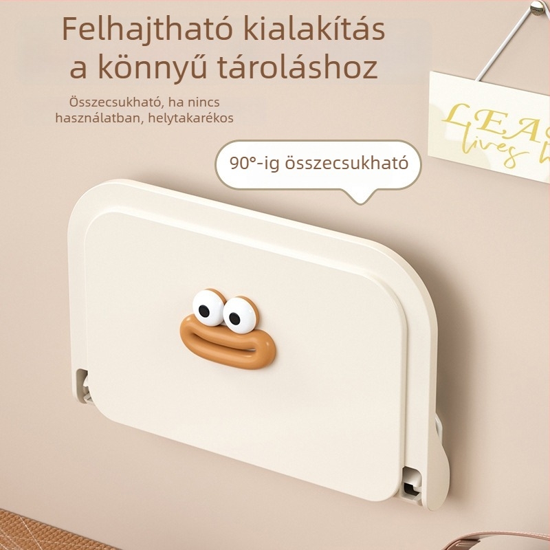 Összecsukható falra szerelhető tároló, telefontartóval, fürdőszobába, WC-be és kollégiumba