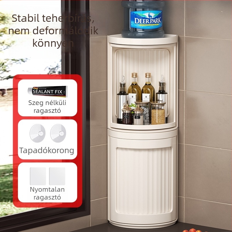 Konyhai forgó fűszerrak, sarokba falra szerelhető tároló