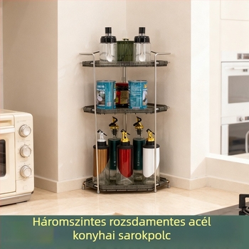 Összecsukható fűszertartó rozsdamentes acélból, konyhai pulthoz tervezve