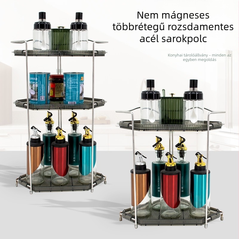 Összecsukható fűszertartó rozsdamentes acélból, konyhai pulthoz tervezve