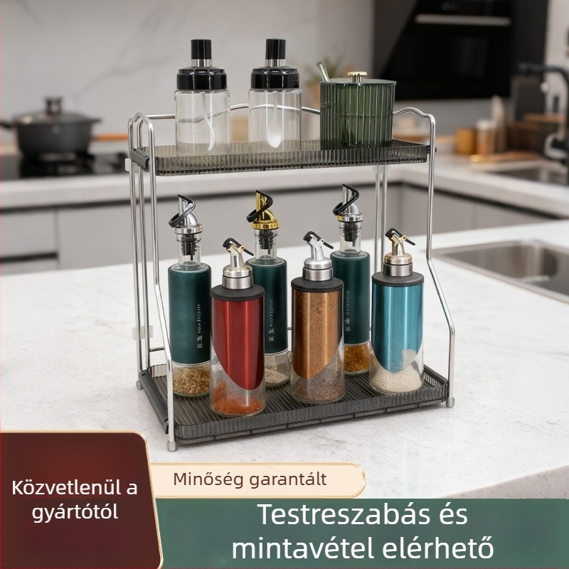 Összecsukható fűszertartó rozsdamentes acélból, konyhai pulthoz tervezve