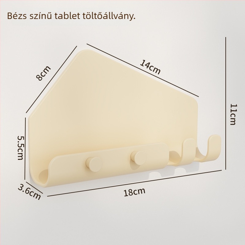 Fali mobiltelefon- és tabletatároló töltőállvánnyal, multifunkcionális tárolópolc nappaliba és hálószobába