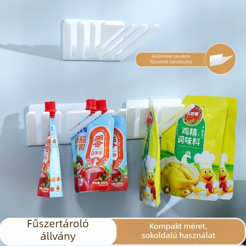 Falra szerelhető konyhai fűszertároló, multifunkcionális tároló, helytakarékos kialakítás